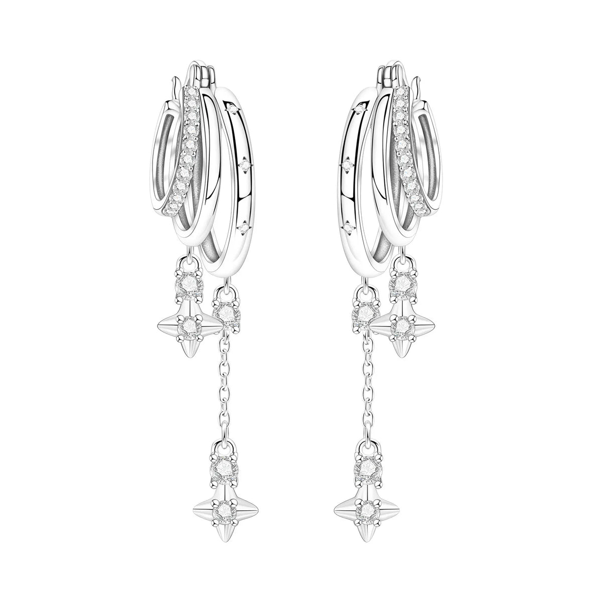 925 Silver Double-Layer Tassel Earrings