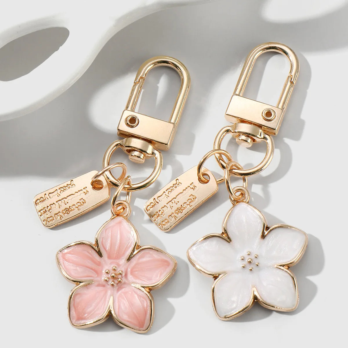 Enamel Cherry Blossom Keychain