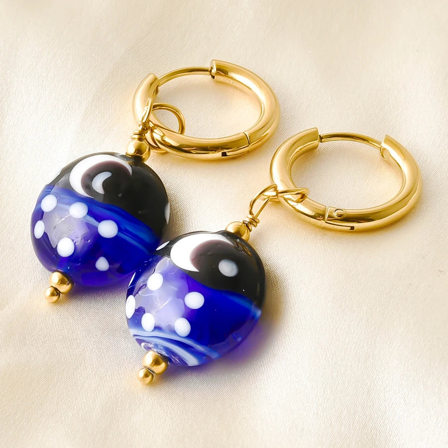 Colorful Glass Bead Huggie Hoops