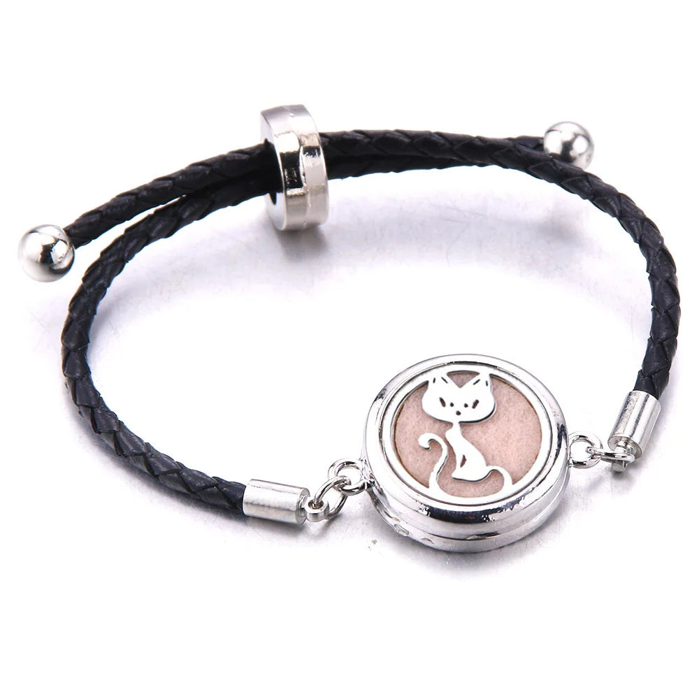 Aromatherapy Locket Leather Bracelet