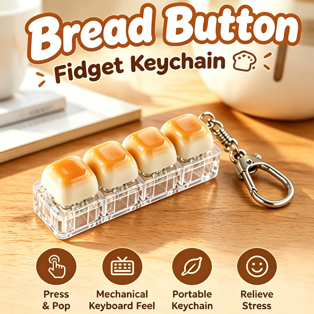 Bread Clicker Fidget Keychain
