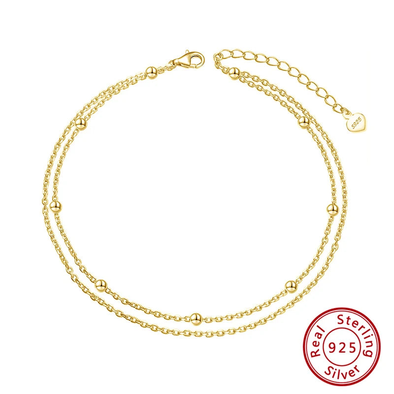 14K Gold 925 Silver Cuban Anklet