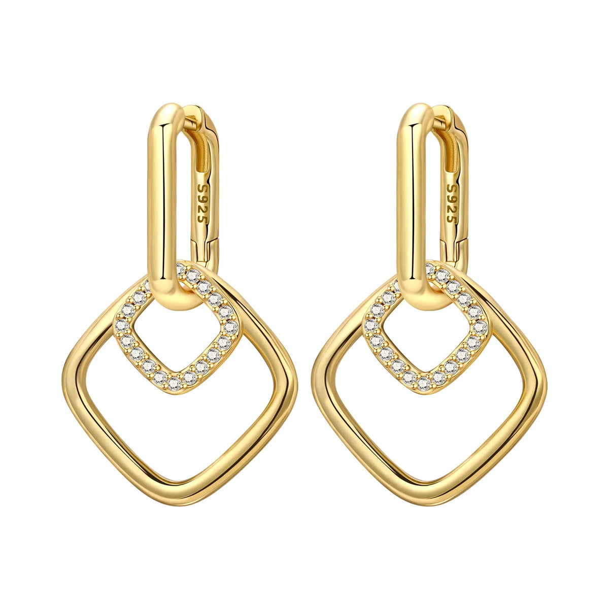 925 Silver 18K Gold Water Drop Earrings
