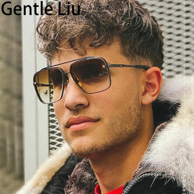 Men's Oversized Rimless Square Sunglasses