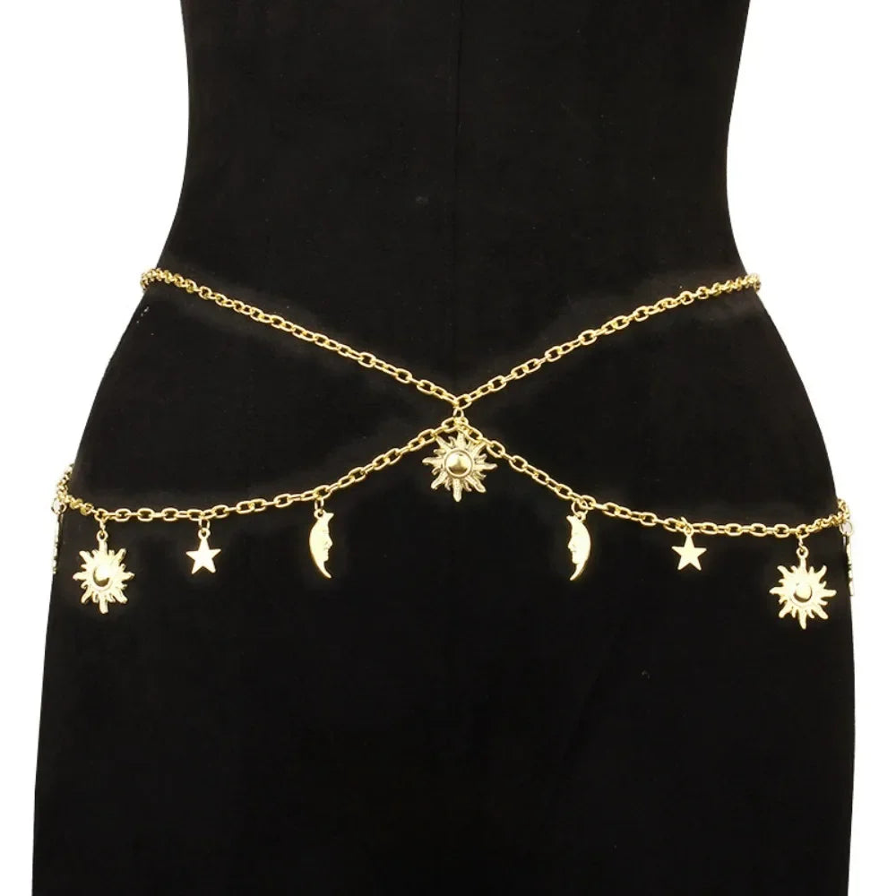 Vintage Sun Metal Waist Chain Belt