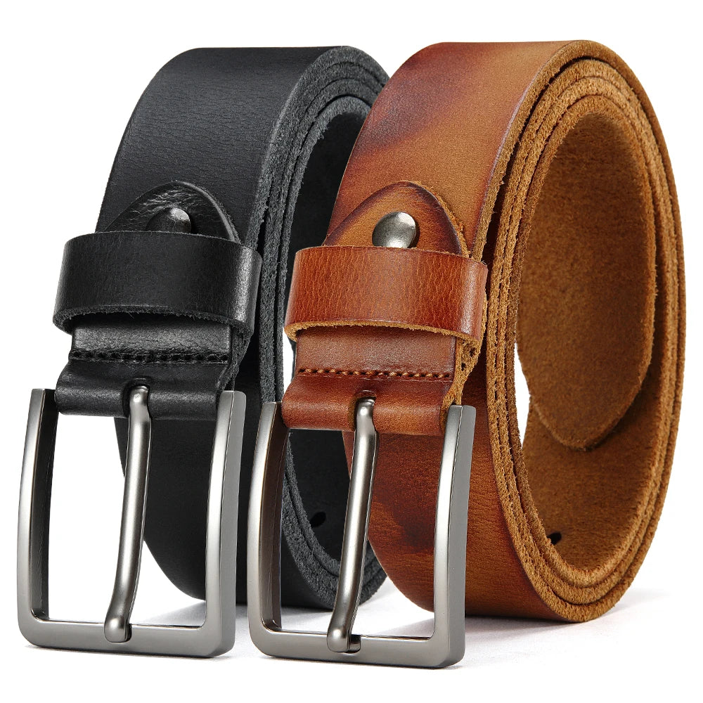 Men's Antique Buckle Cowhide Belt