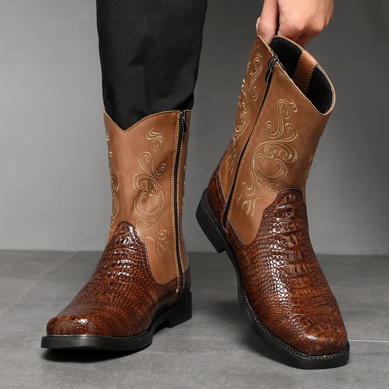 Men's Embroidered Western Cowboy Boots