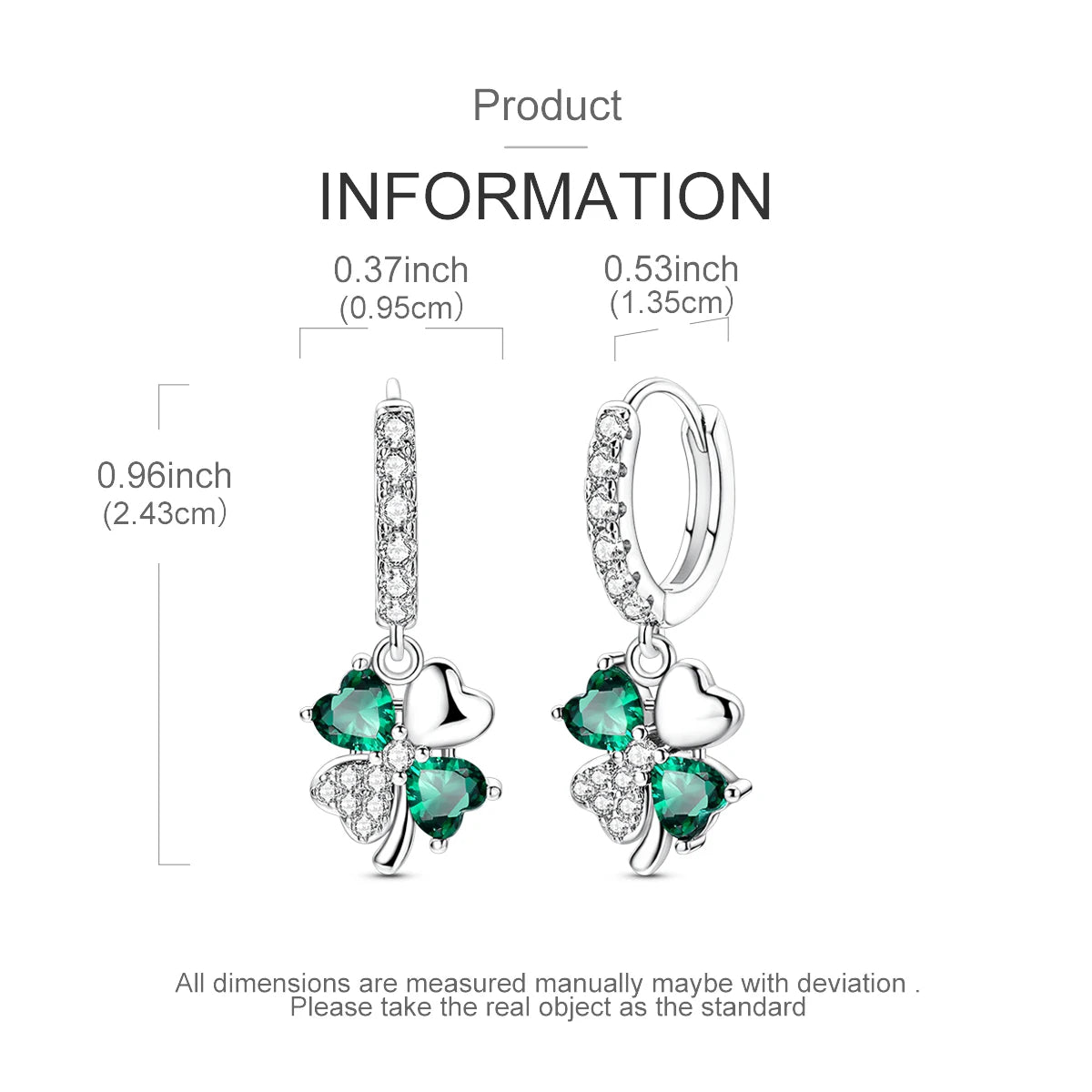 925 Silver Four-Leaf Clover Drop Earrings