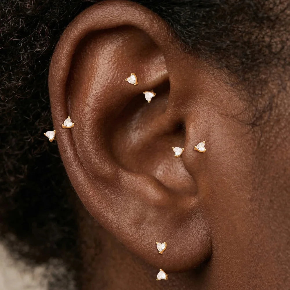 925 Silver Mini CZ Cartilage Stud (1 Pc)
