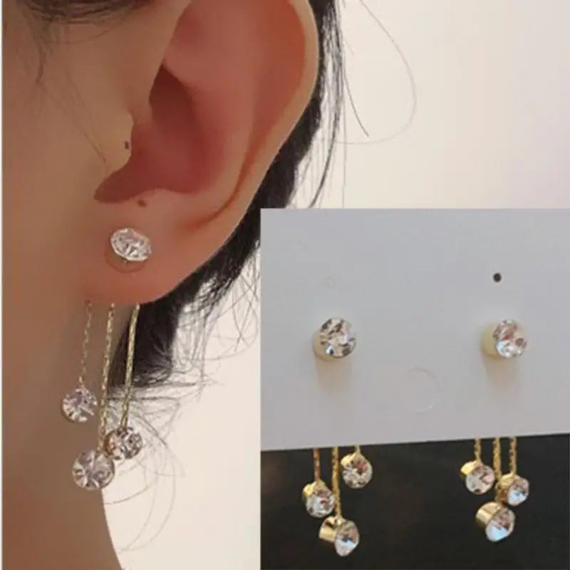 Zircon Pearl Tassel Earrings