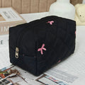 Quilted Bow Cosmetic Travel Bag