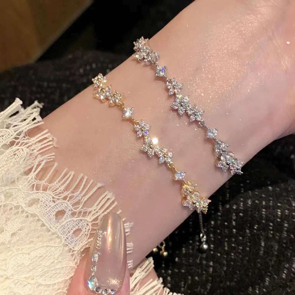 🌸 Zircon Flower Alloy Bracelet