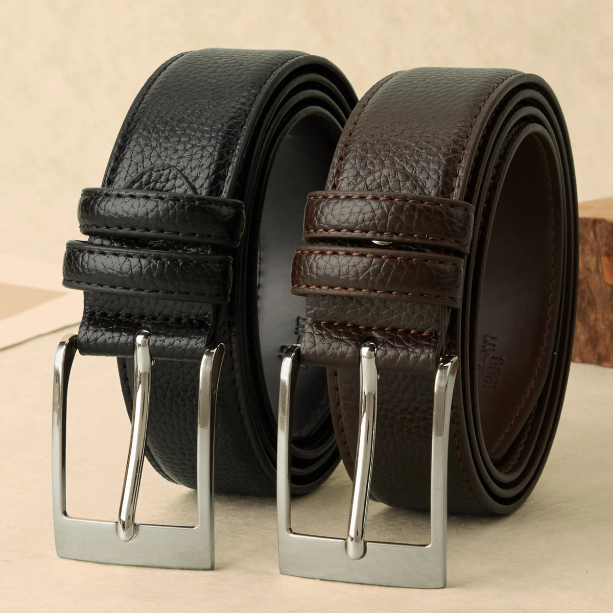 Men's Textured Leather Business Belt