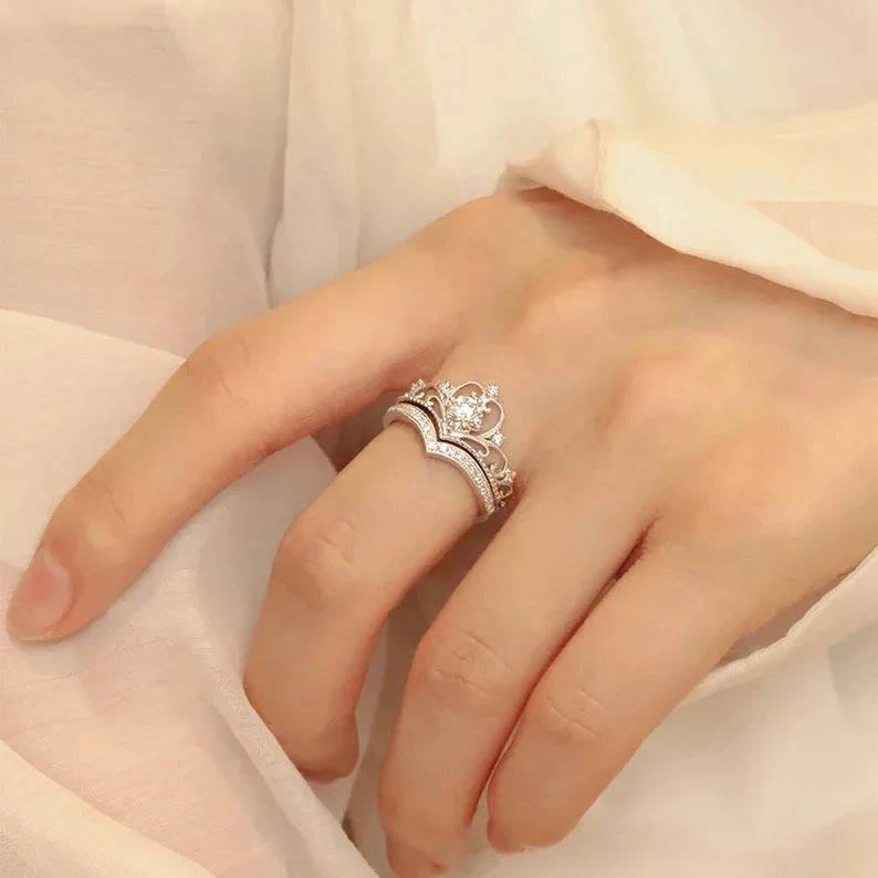Crystal Crown Ring Set