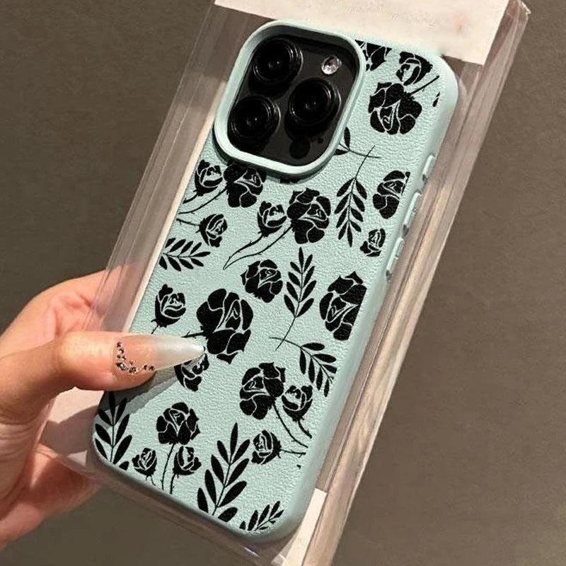 🌹 Black Rose Silhouette Case