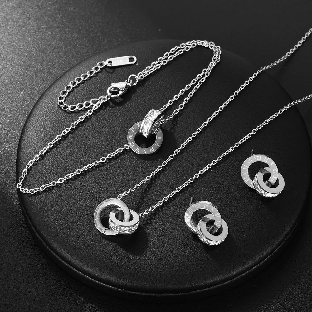 🔢 Roman Numerals Jewelry Set