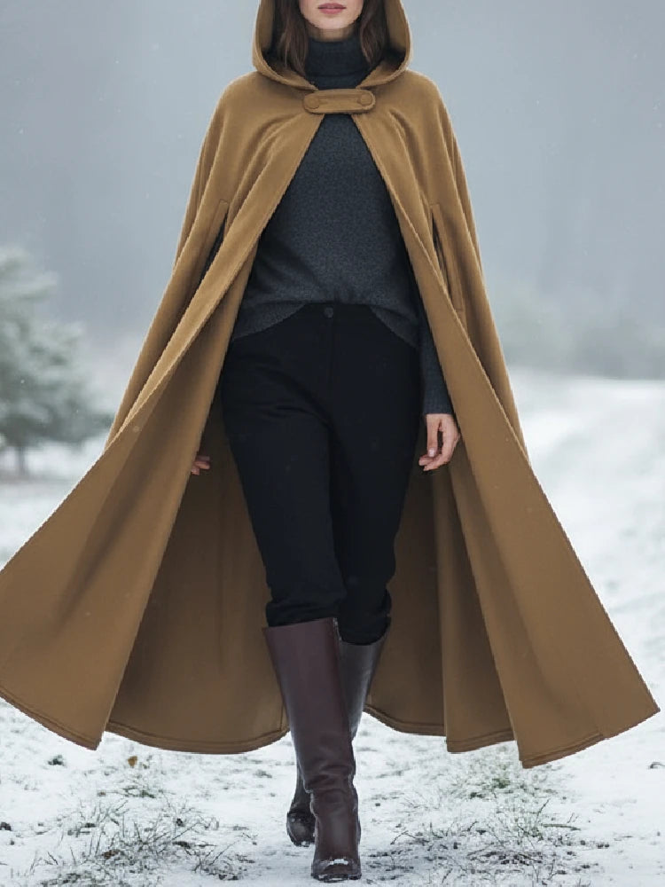 Women's Long Hooded Cape Coat