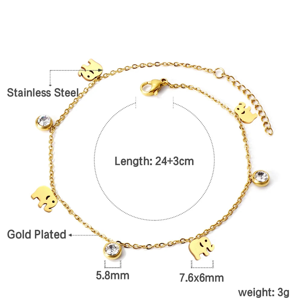 Crystal Hamsa Hand Gold Anklet
