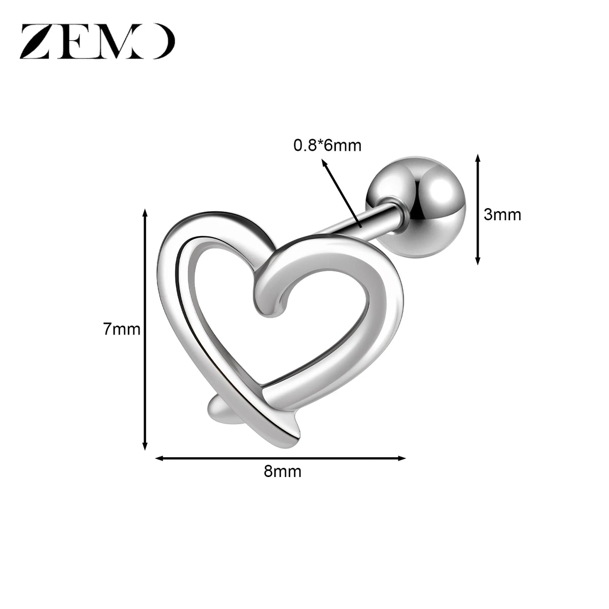 Cute Cartilage Stud Earring (20G, 1 Pc)