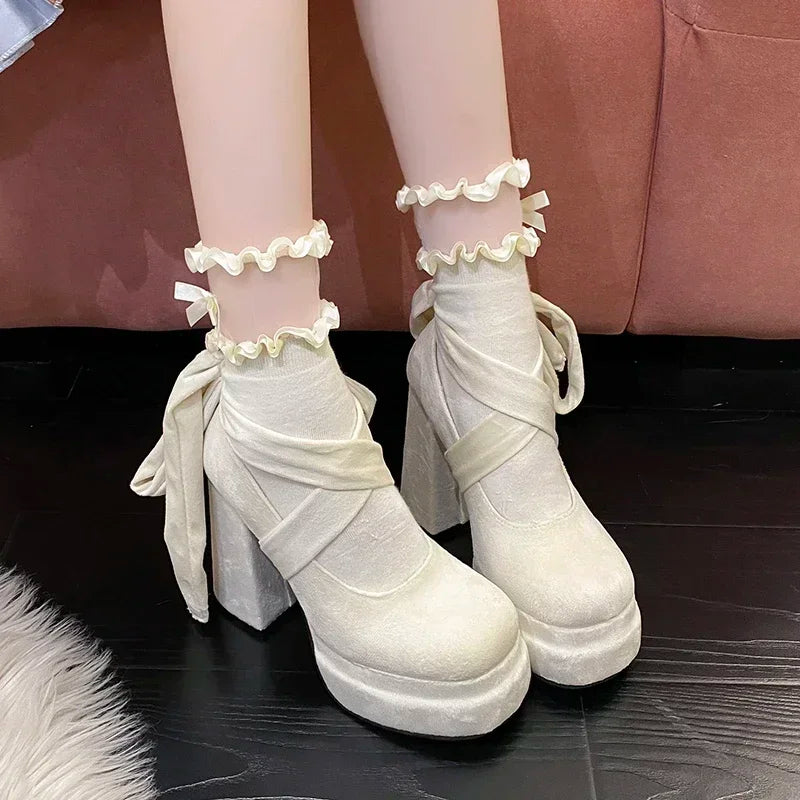 Women's Platform Lace-Up Mary Janes
