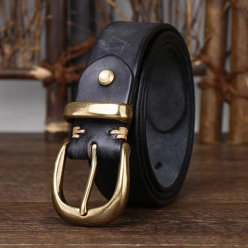 Unisex Retro Leather Denim Belt