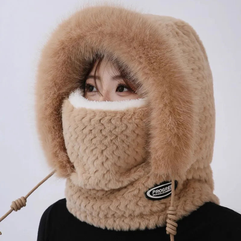 Women's Plush Hat, Scarf & Mask Set