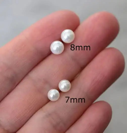 Titanium Steel Pearl Studs (3–8 mm)