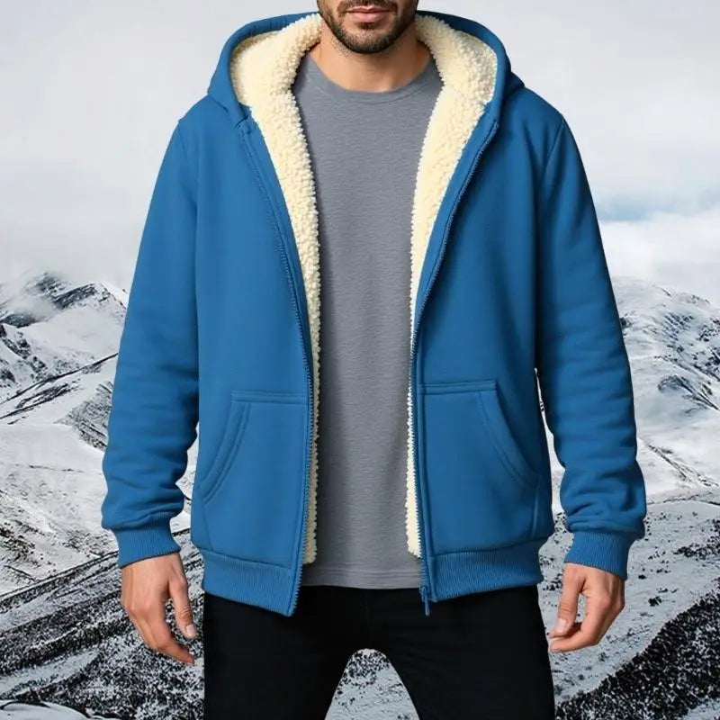Men's Fleece-Lined Hooded Zip Coat