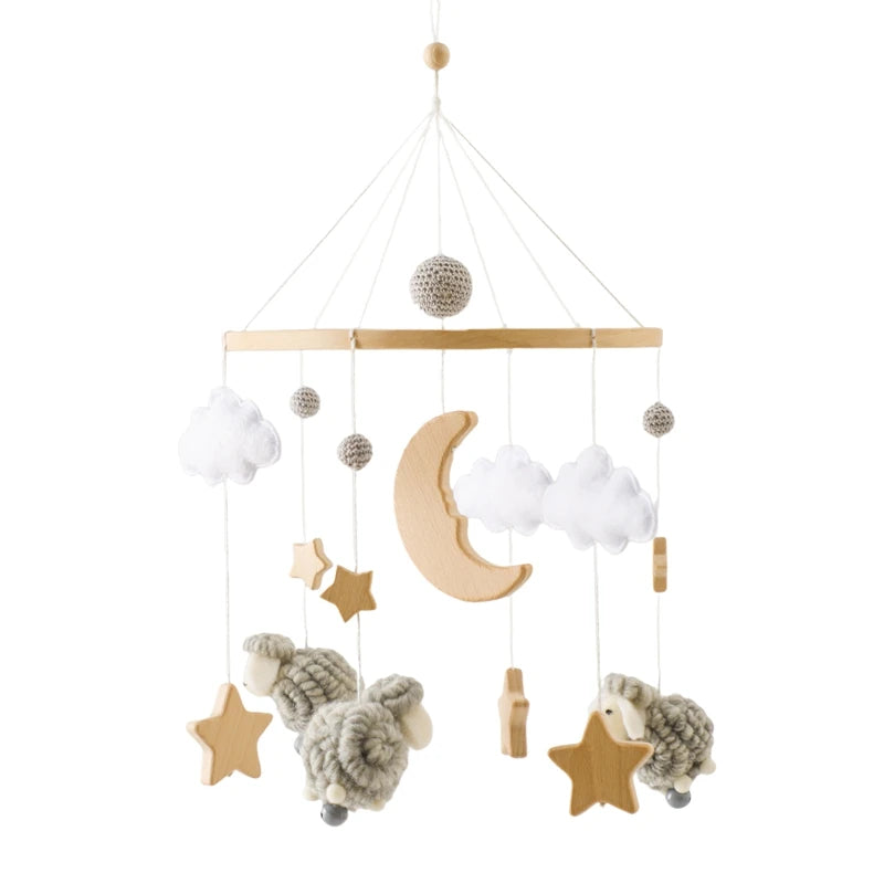 ⭐ Wooden Crochet Stars Baby Crib Mobile