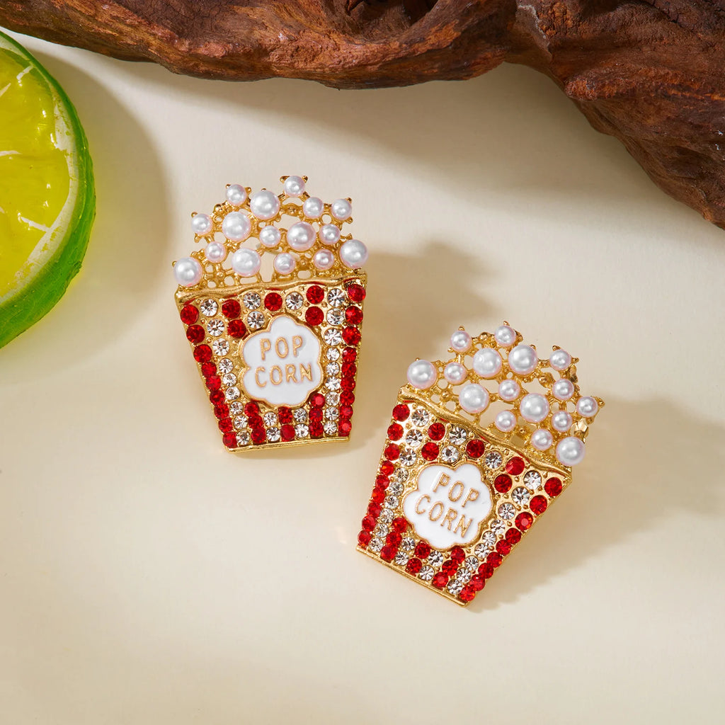 Popcorn Rhinestone Pearl Statement Earrings