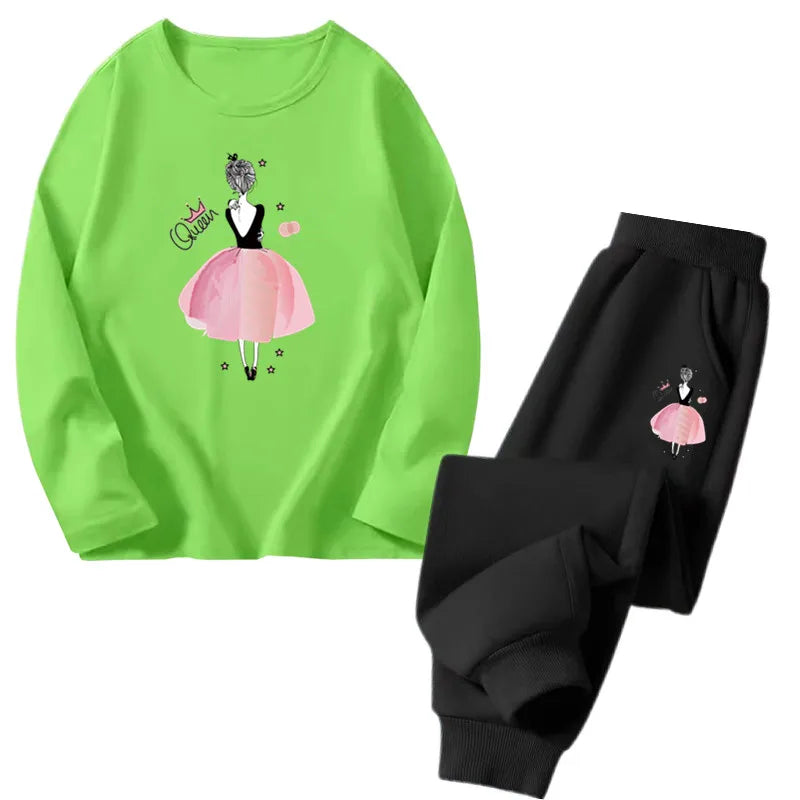 Girls Ballet Print Top & Pants Set