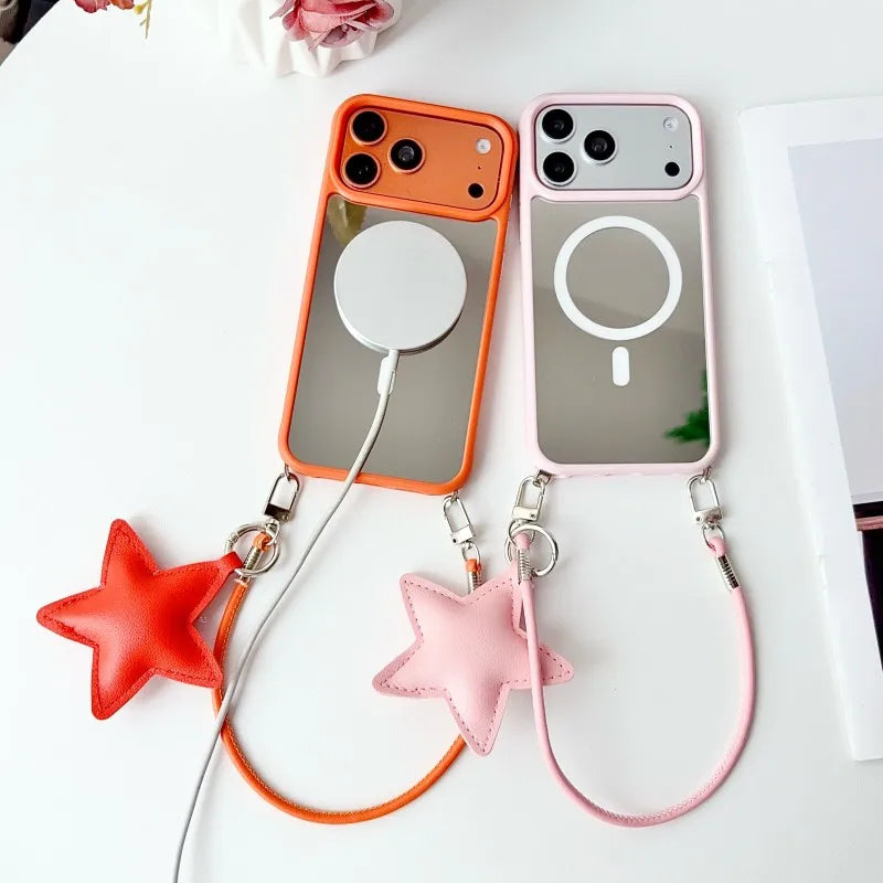 ⭐ Star PU Hand Strap Magnetic Case