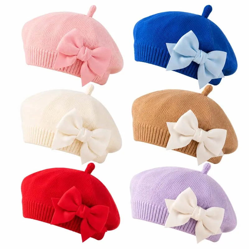 Baby Girl Knit Beret with Bow