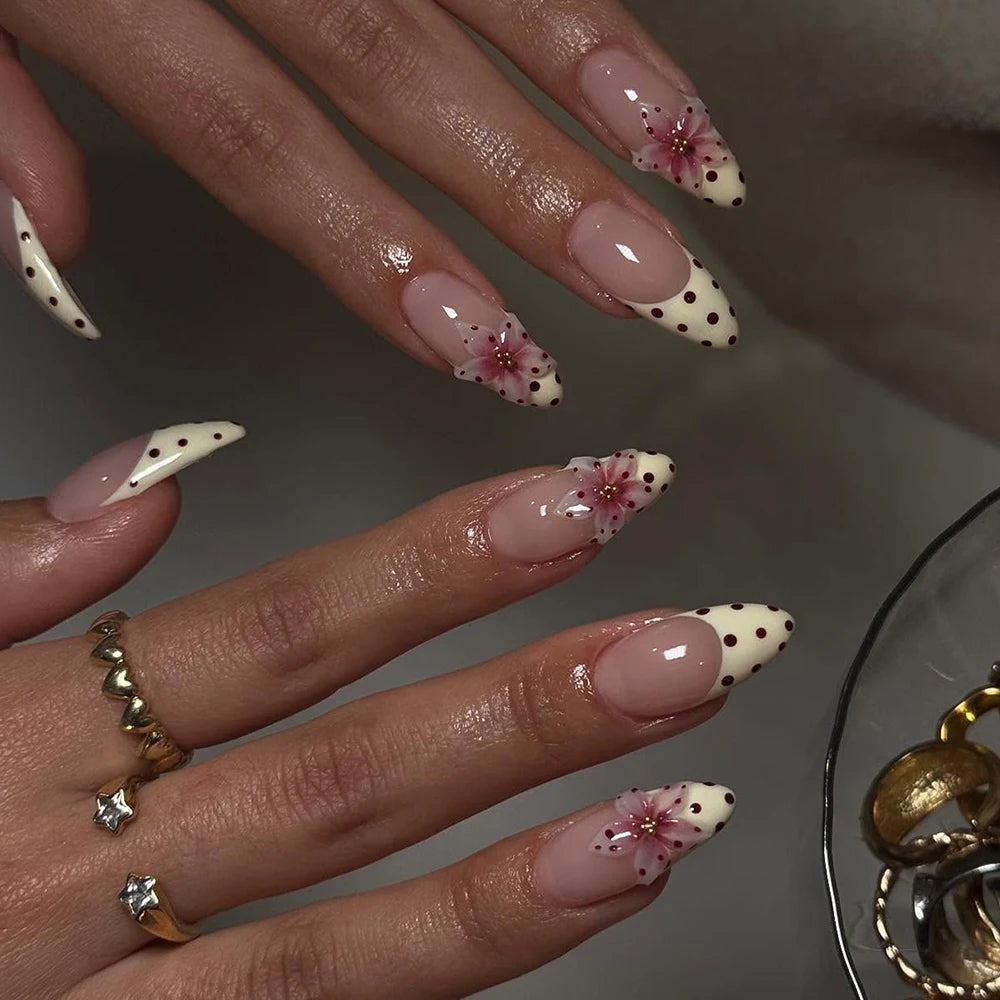24-Piece 3D Flower Press-On Nails