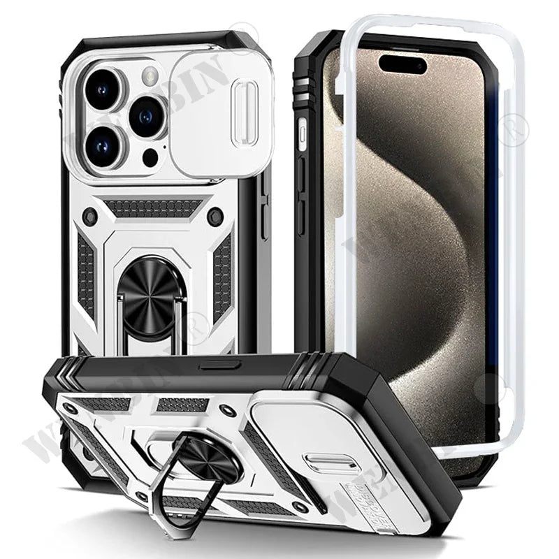 🔄 360° Rotating Kickstand Heavy Duty iPhone Case