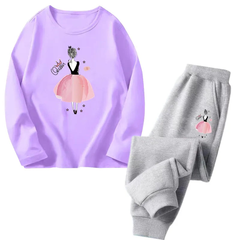 Girls Ballet Print Top & Pants Set