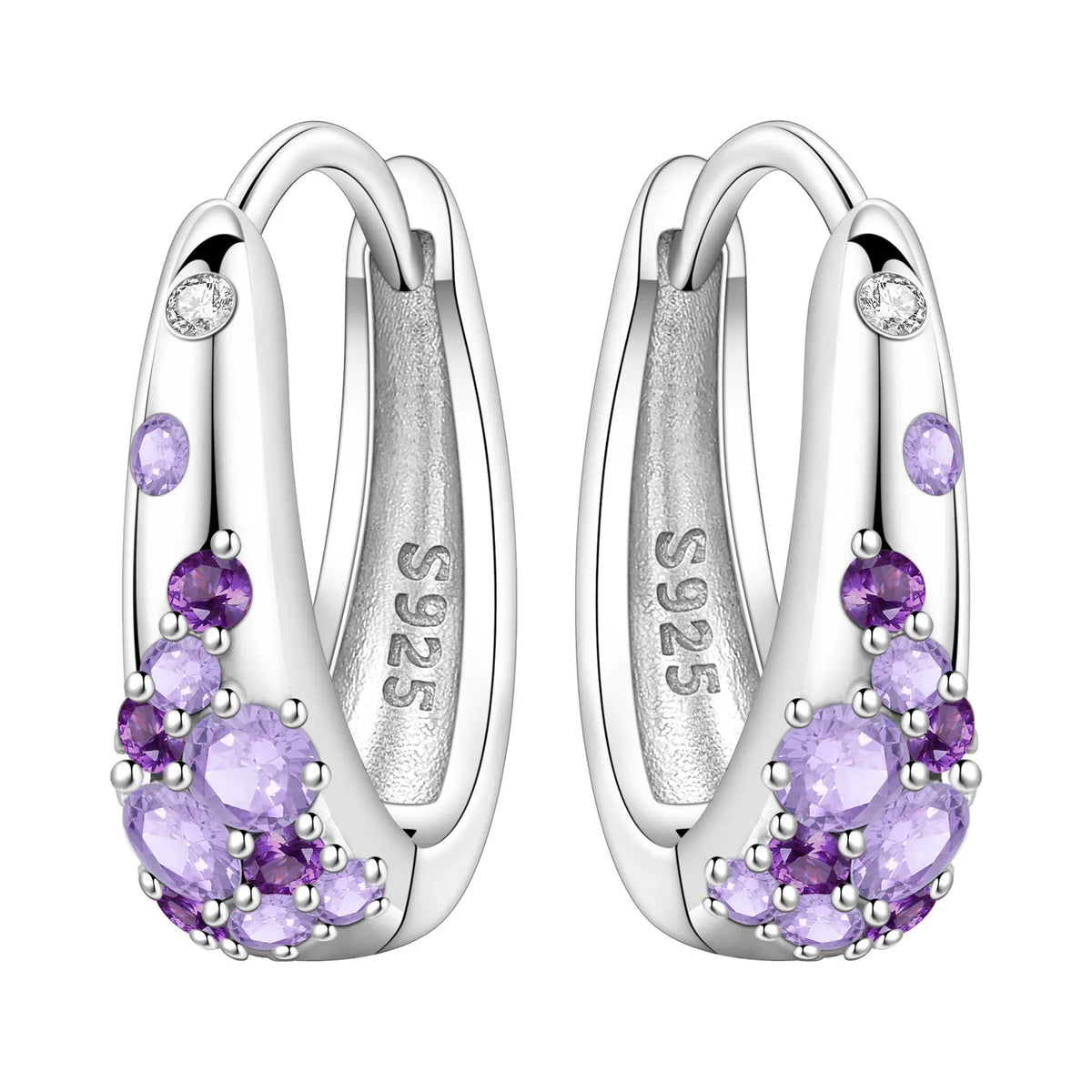 925 Silver Blue Star River Hoop Earrings