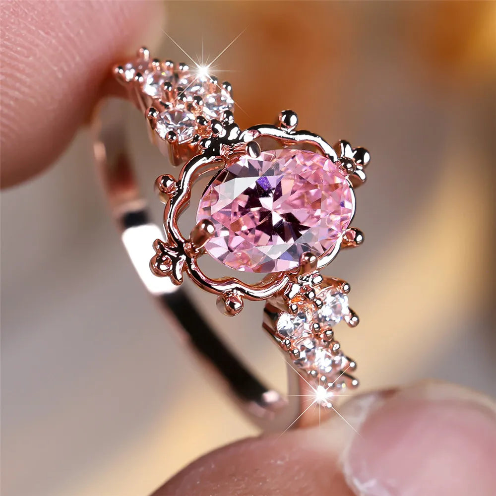 Pink Zircon Oval Ring