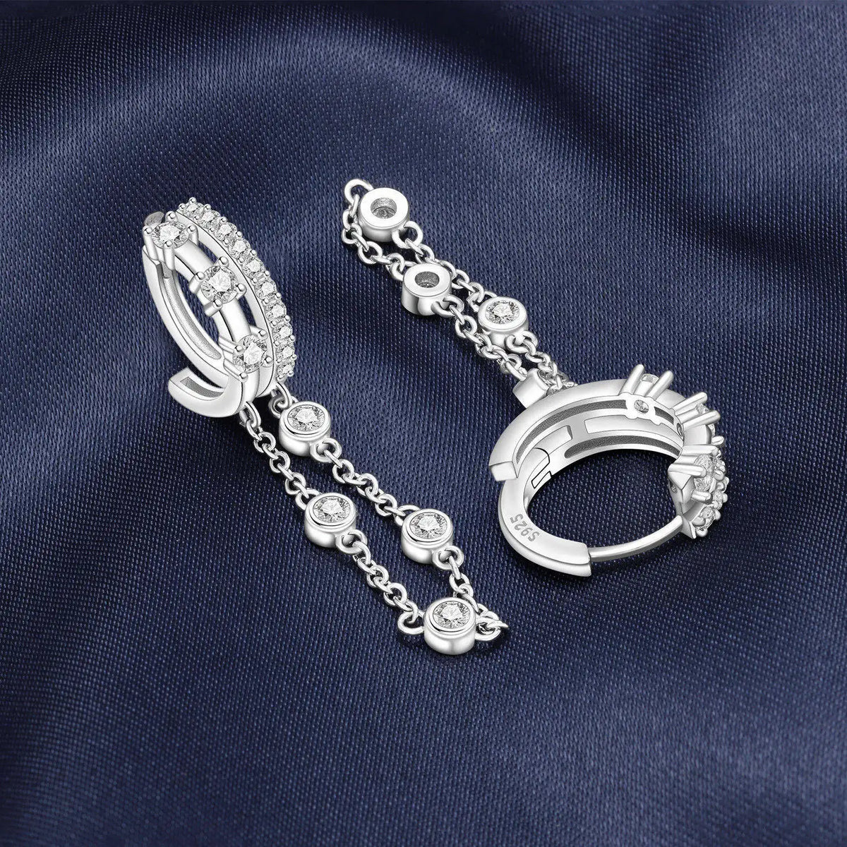 925 Silver Double-Layer Tassel Earrings