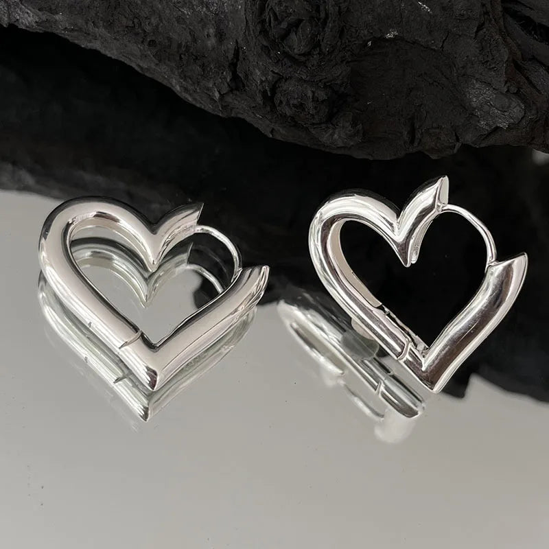 925 Silver Heart Hoop Earrings