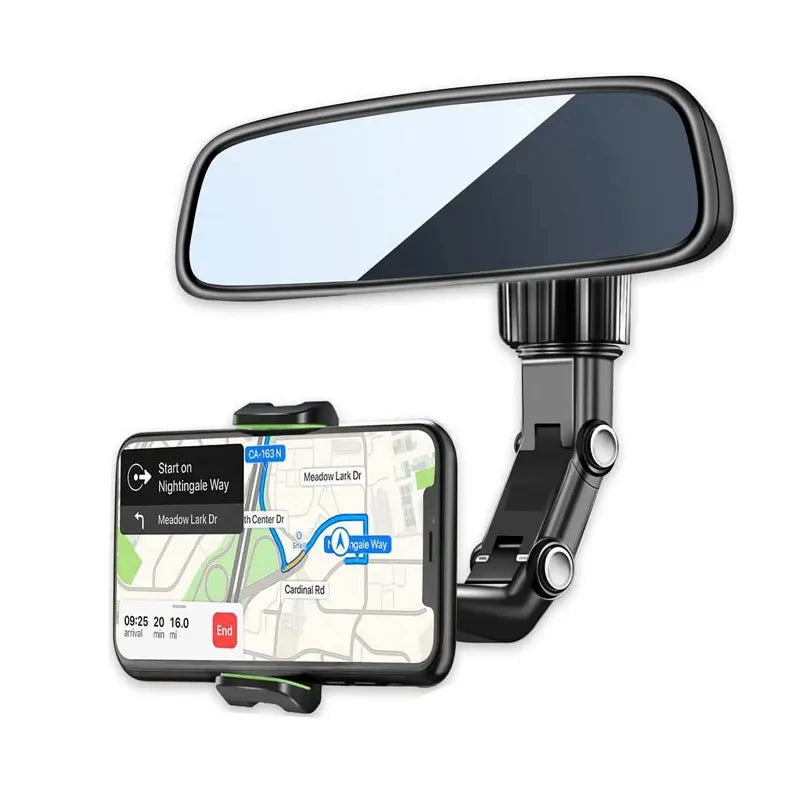 📱 360° Rotating Rearview Mirror Phone Holder