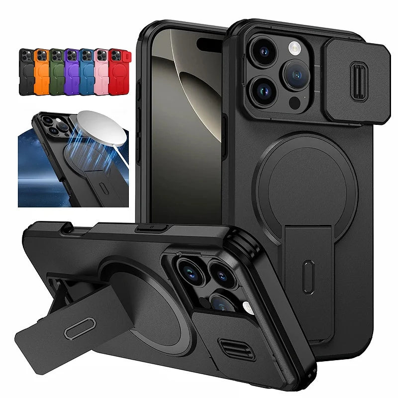 🔒 MagSafe Armor Stand Camera Protection Case