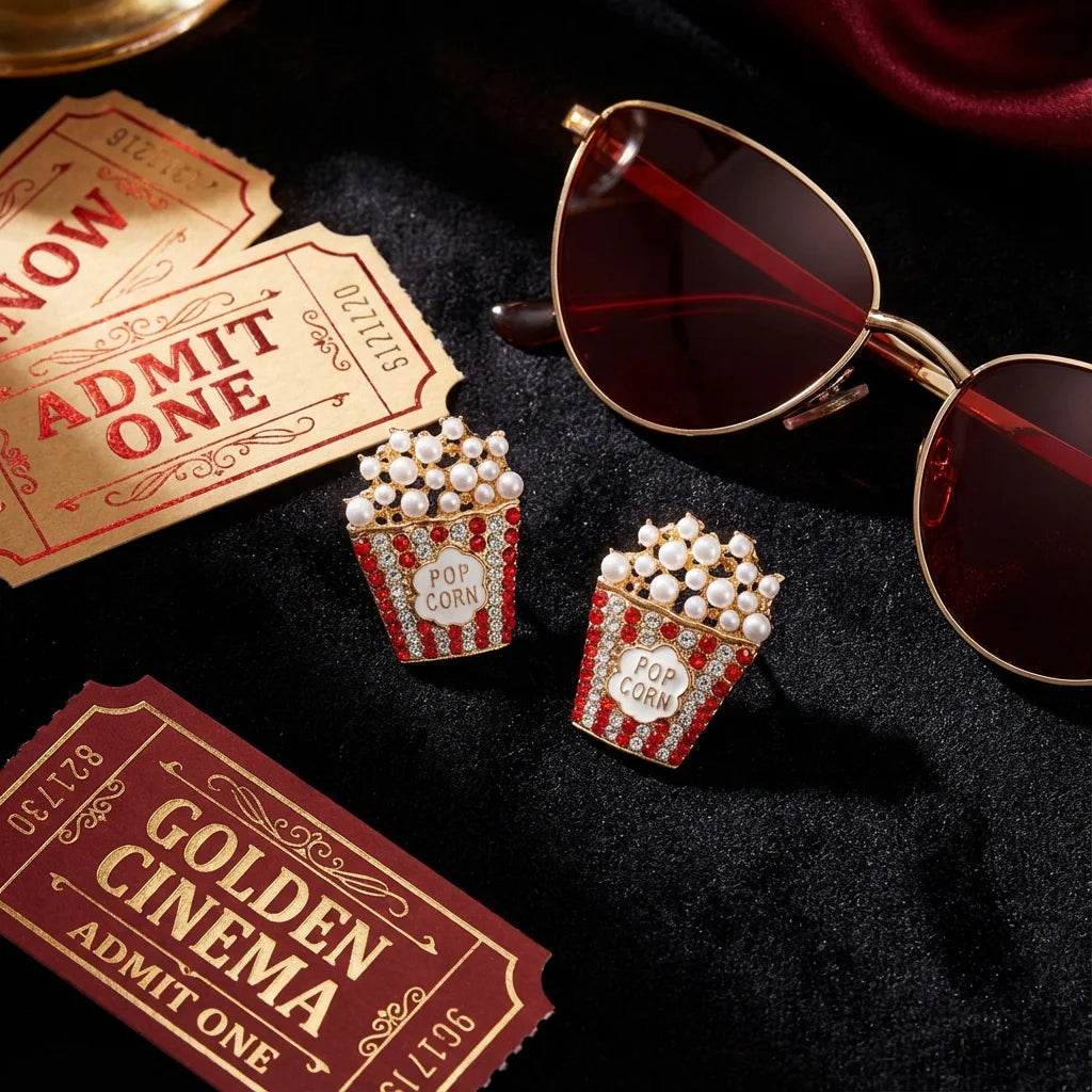 Popcorn Rhinestone Pearl Statement Earrings