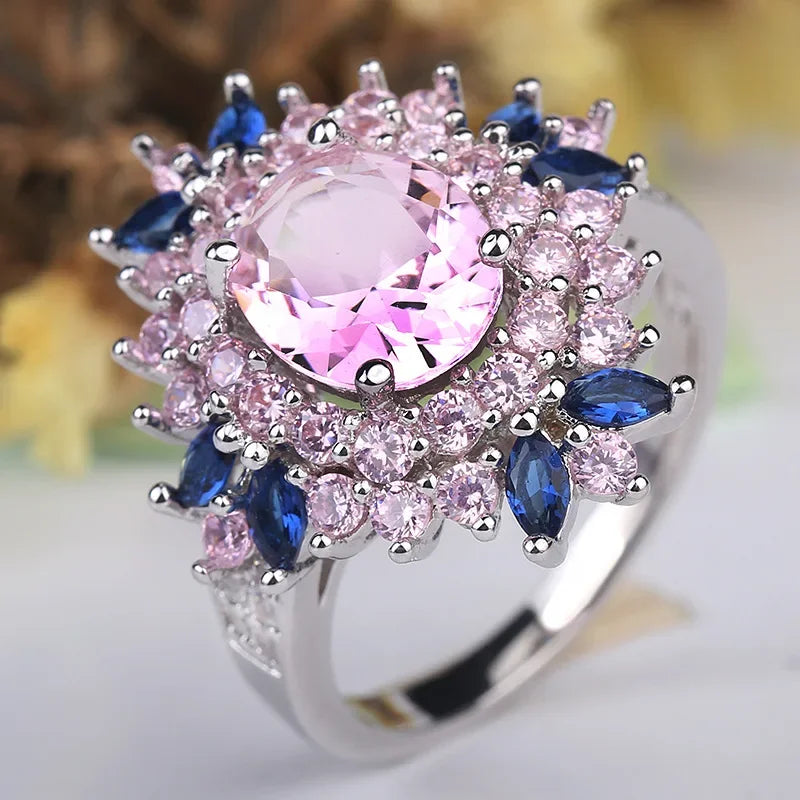Blue Flower Sterling Silver Ring