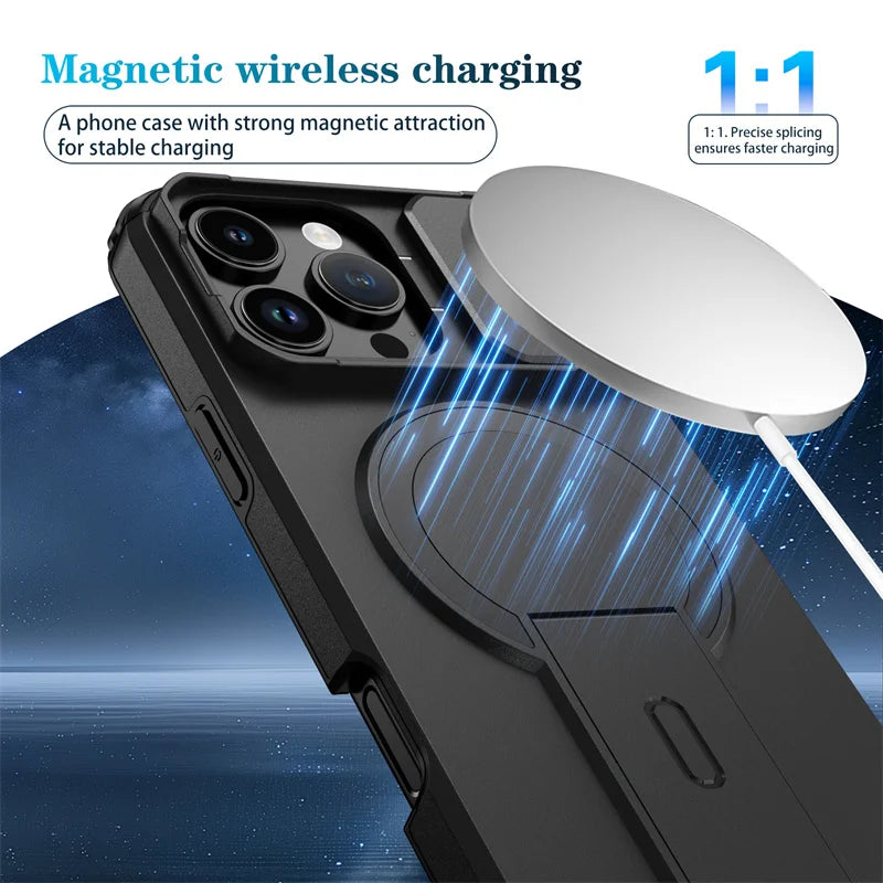 🔒 MagSafe Armor Stand Camera Protection Case