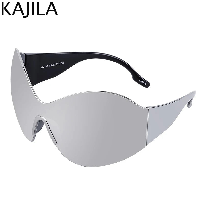 Oversized Rimless Shield Sunglasses