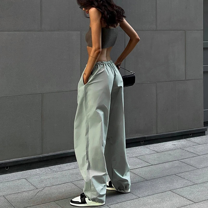 Low Waist Baggy Parachute Cargo Pants