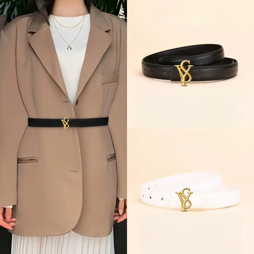 Women's Leather Belt with Alloy Buckle