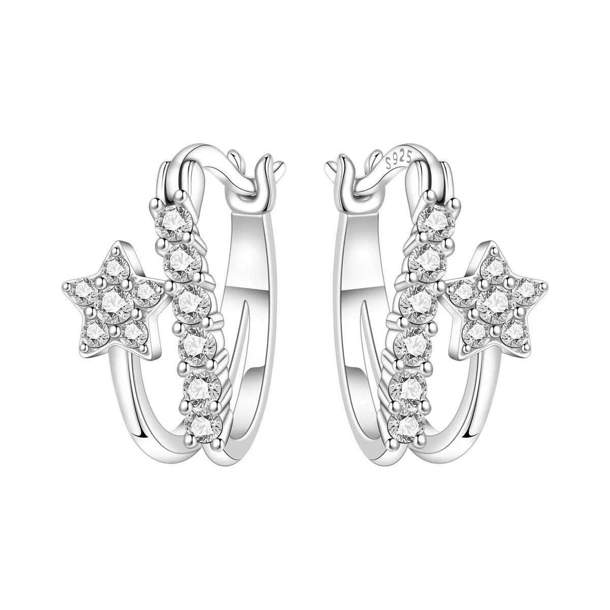 925 Silver Blue Star River Hoop Earrings