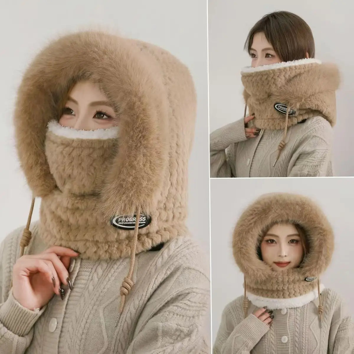 Women's Plush Hat, Scarf & Mask Set